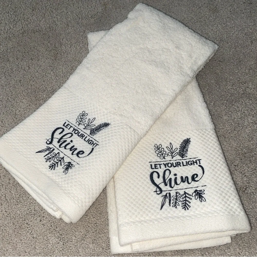 Kassa Decor Cotton “Let Your Light Shine” Religious Dish Kitchen‎ Towel Set Of 2